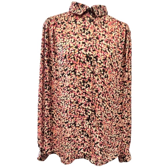 H&M Tops - H&M Womens Floral Button Down Blouse Long Sleeve Pink Orange Black Size Large